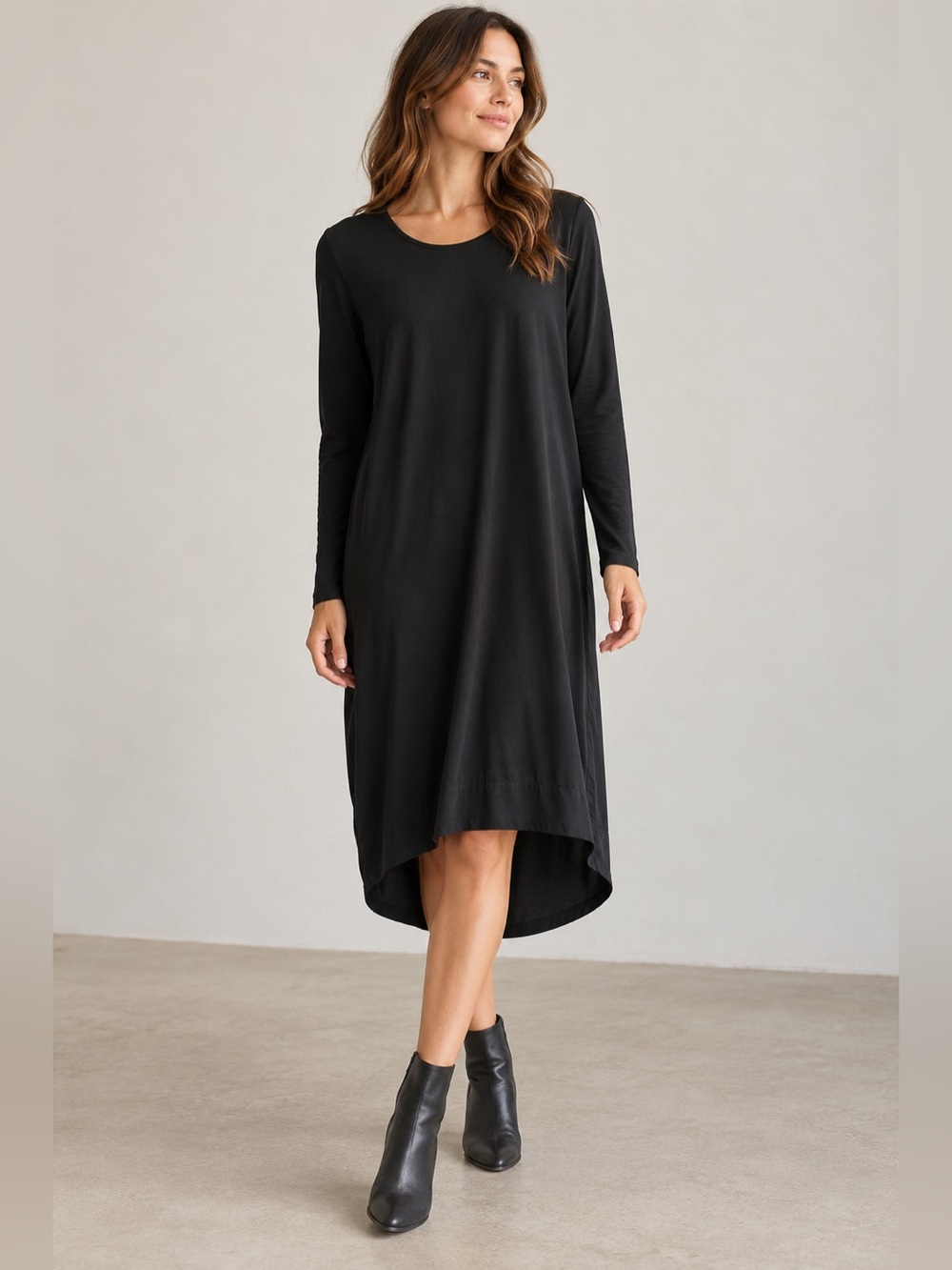 ELK Black Mixed-Media Wool Sleeve Dress | Size Small